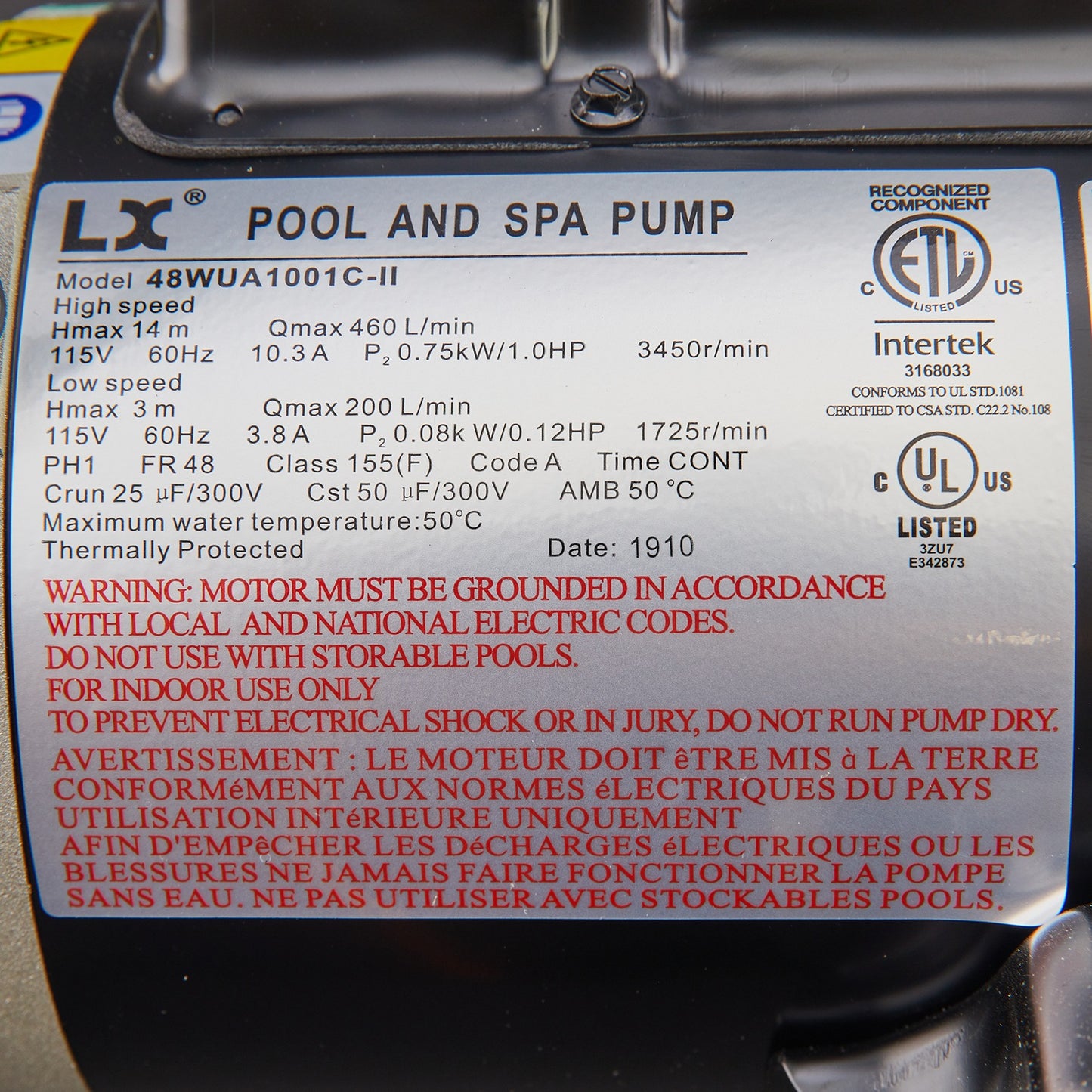 Spa pump 1,5HP - two speed 60Hz